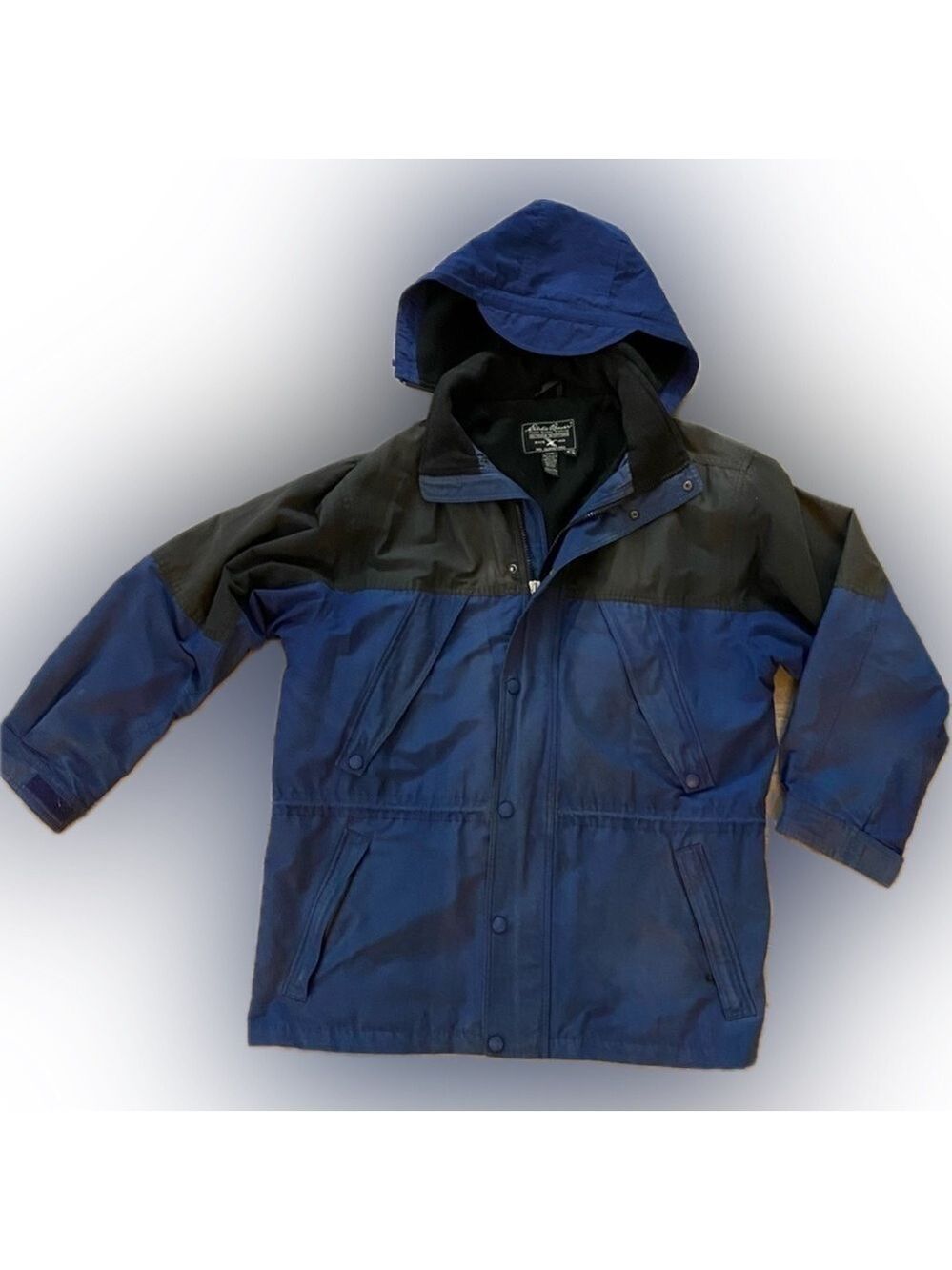Vintage Eddie Bauer XL Men’s Semi Fleece Lined Polartec Blue and Black Jacket
